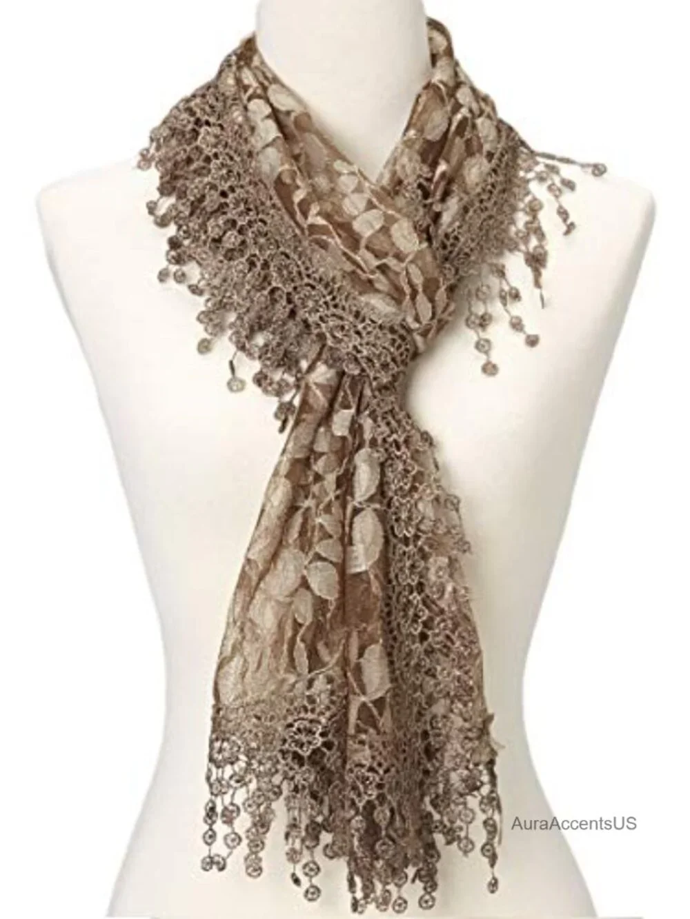 Lightweight Lace Fringe Scarf Shawl Wrap for Women Wedding Party Accessory